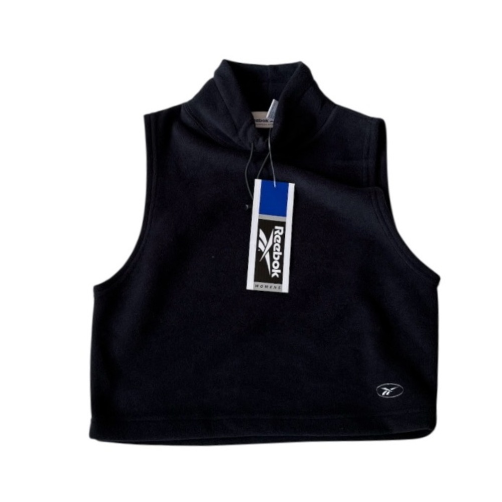 REEBOK Black High Collar Neck Sleeveless Fleece